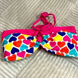 Colorful heart, print, pink bikini, top size medium